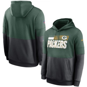 Men's Green Bay Packers Green/Charcoal Sideline Impact Lockup Performance Pullover Hoodie Men's Green Bay Packers Green/Charcoal Sideline Impact Lockup Performance Pullover Hoodie