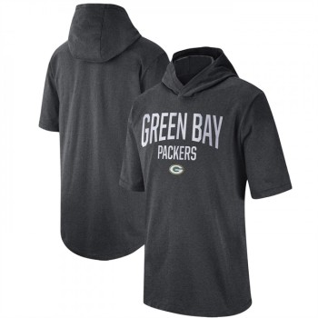Men's Green Bay Packers Heathered Charcoal Sideline Training Hoodie Performance T-Shirt Men's Green Bay Packers Heathered Charcoal Sideline Training Hoodie Performance T-Shirt