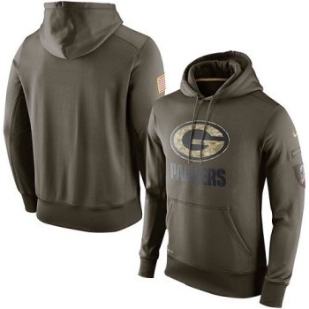 Men's Green Bay Packers Olive Salute To Service KO Performance Hoodie Men's Green Bay Packers Olive Salute To Service KO Performance Hoodie