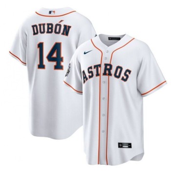 Men's Houston Astros #14 Mauricio Dubon White 2022 World Series Patch Cool Base Stitched Baseball Jersey