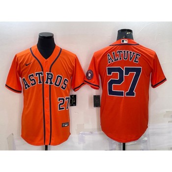 Men's Houston Astros #27 Jose Altuve Orange With Patch Cool Base Stitched Jersey