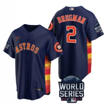 Men's Houston Astros #2 Alex Bregman 2021 Navy World Series Cool Base Stitched Baseball Jersey