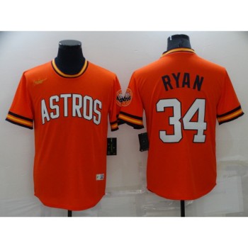 Men's Houston Astros #34 Nolan Ryan Orange Cool Base Stitched Jersey