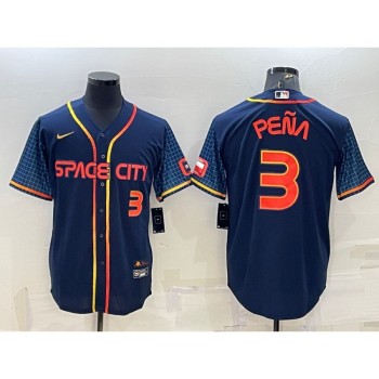 Men's Houston Astros #3 Jeremy Pena 2022 Navy City Connect Cool Base Stitched Jersey