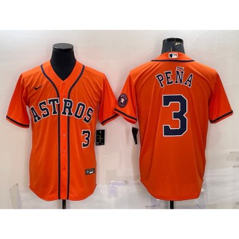 Men's Houston Astros #3 Jeremy Pena Orange With Patch Cool Base Stitched Jersey