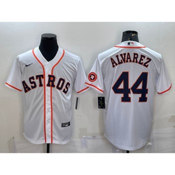 Men's Houston Astros #44 Yordan Alvarez White With Patch Cool Base Stitched Jersey