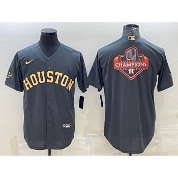 Men's Houston Astros All-Star Charcoal 2022 World Series Champions Team Big Logo Cool Base Stitched Jersey