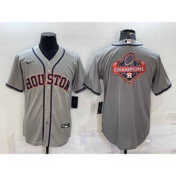 Men's Houston Astros Grey 2022 World Series Champions Team Big Logo Cool Base Stitched Jersey