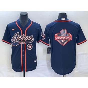 Men's Houston Astros Navy Team Big Logo With Patch Cool Base Stitched Baseball Jersey