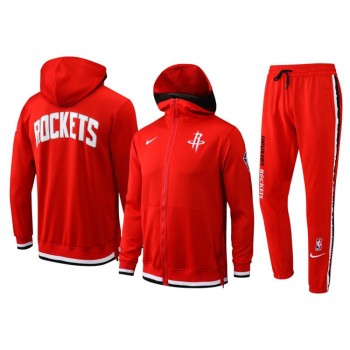 Men's Houston Rockets 75th Anniversary Red Performance Showtime Full-Zip Hoodie Jacket And Pants  Suit