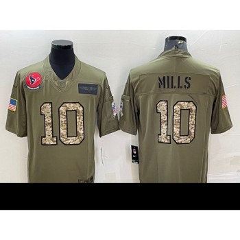 Men's Houston Texans #10 Davis Mills Olive/Camo Salute To Service Limited Stitched Jersey