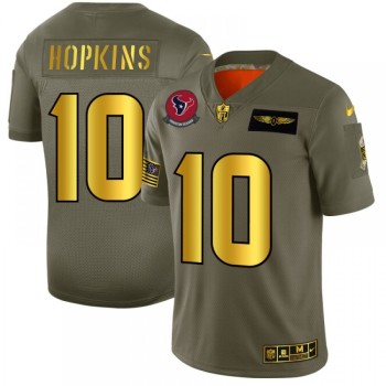 Men's Houston Texans #10 DeAndre Hopkins 2019 Olive/Gold Salute To Service Limited Stitched NFL Jersey Men's Houston Texans #10 DeAndre Hopkins 2019 Olive/Gold Salute To Service Limited Stitched NFL Jersey