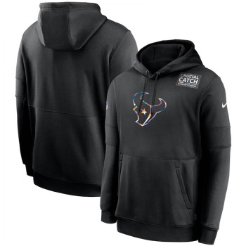 Men's Houston Texans 2020 Black Crucial Catch Sideline Performance Pullover Hoodie Men's Houston Texans 2020 Black Crucial Catch Sideline Performance Pullover Hoodie
