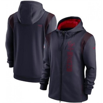 Men's Houston Texans 2021 Navy Sideline Team Performance Full-Zip Hoodie Men's Houston Texans 2021 Navy Sideline Team Performance Full-Zip Hoodie