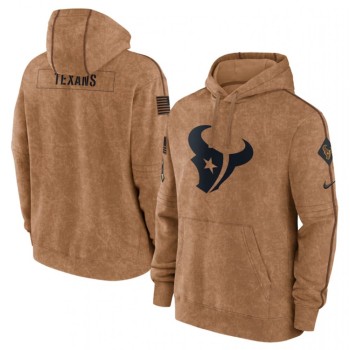 Men's Houston Texans 2023 Brown Salute to Service Pullover Hoodie Men's Houston Texans 2023 Brown Salute to Service Pullover Hoodie