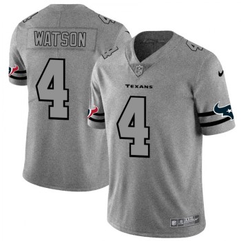 Men's Houston Texans #4 Deshaun Watson 2019 Gray Gridiron Team Logo Limited Stitched NFL Jersey Men's Houston Texans #4 Deshaun Watson 2019 Gray Gridiron Team Logo Limited Stitched NFL Jersey