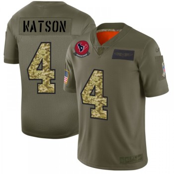 Men's Houston Texans #4 Deshaun Watson 2019 Olive/Camo Salute To Service Limited Stitched NFL Jersey Men's Houston Texans #4 Deshaun Watson 2019 Olive/Camo Salute To Service Limited Stitched NFL Jersey