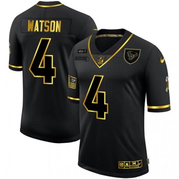 Men's Houston Texans #4 Deshaun Watson 2020 Black/Gold Salute To Service Limited Stitched Jersey Men's Houston Texans #4 Deshaun Watson 2020 Black/Gold Salute To Service Limited Stitched Jersey