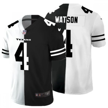 Men's Houston Texans #4 Deshaun Watson Black & White Split Limited Stitched Jersey Men's Houston Texans #4 Deshaun Watson Black & White Split Limited Stitched Jersey