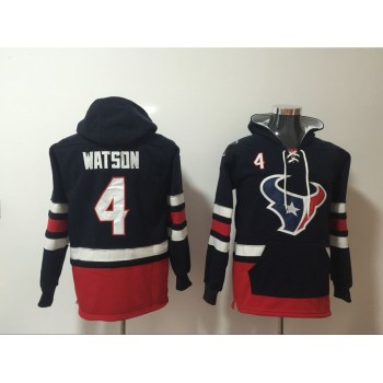 Men's Houston Texans #4 Deshaun Watson Navy Blue All Stitched NFL Hoodie Sweatshirt Men's Houston Texans #4 Deshaun Watson Navy Blue All Stitched NFL Hoodie Sweatshirt