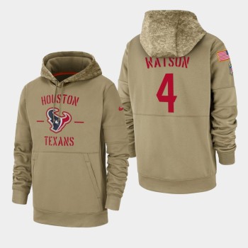 Men's Houston Texans #4 Deshaun Watson Tan 2019 Salute to Service Sideline Therma Pullover Hoodie Men's Houston Texans #4 Deshaun Watson Tan 2019 Salute to Service Sideline Therma Pullover Hoodie