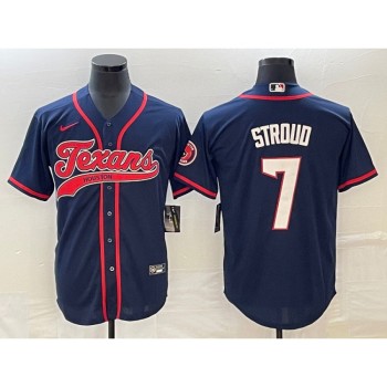 Men's Houston Texans #7 C.J. Stroud Navy With Patch Cool Base Stitched Baseball Jersey Men's Houston Texans #7 C.J. Stroud Navy With Patch Cool Base Stitched Baseball Jersey
