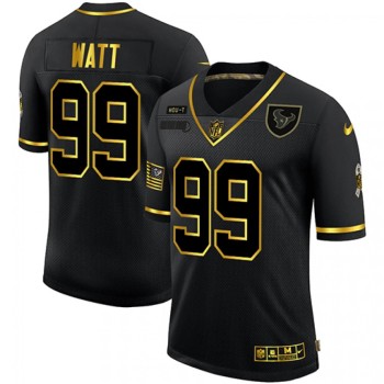 Men's Houston Texans #99 J.J. Watt 2020 Black/Gold Salute To Service Limited Stitched Jersey Men's Houston Texans #99 J.J. Watt 2020 Black/Gold Salute To Service Limited Stitched Jersey