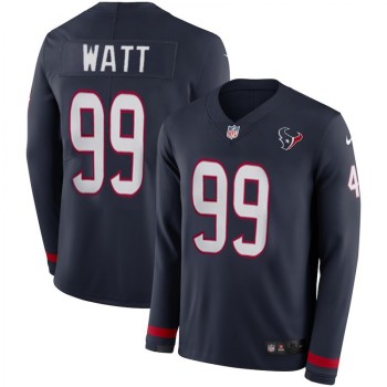 Men's Houston Texans #99 J.J. Watt Navy Therma Long Sleeve Stitched NFL Jersey Men's Houston Texans #99 J.J. Watt Navy Therma Long Sleeve Stitched NFL Jersey