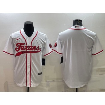 Men's Houston Texans Blank White With Patch Cool Base Stitched Baseball Jersey Men's Houston Texans Blank White With Patch Cool Base Stitched Baseball Jersey