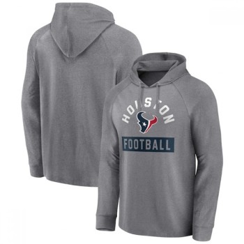 Men's Houston Texans Heathered Gray No Time Off Raglan Pullover Hoodie Men's Houston Texans Heathered Gray No Time Off Raglan Pullover Hoodie