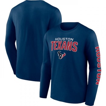 Men's Houston Texans Navy Go the Distance Long Sleeve T-Shirt Men's Houston Texans Navy Go the Distance Long Sleeve T-Shirt