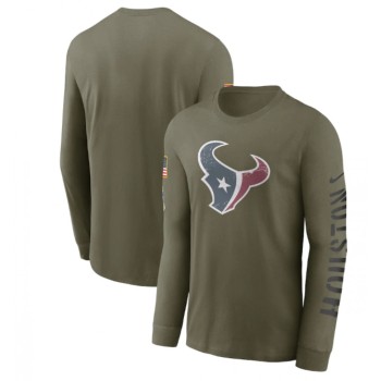 Men's Houston Texans Olive 2022 Salute to Service Long Sleeve T-Shirt Men's Houston Texans Olive 2022 Salute to Service Long Sleeve T-Shirt