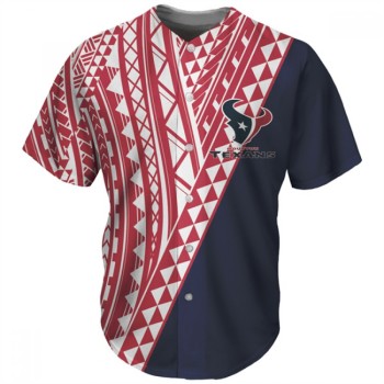 Men's Houston Texans Red/Navy Baseball Jersey Men's Houston Texans Red/Navy Baseball Jersey