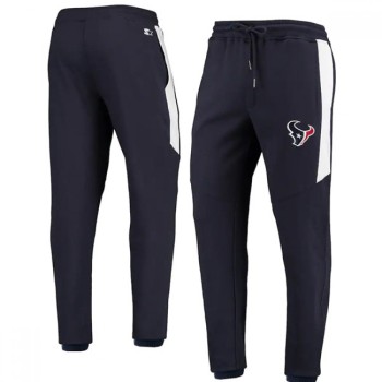 Men's Houston Texans Starter Navy/White Goal Post Fleece Pants Men's Houston Texans Starter Navy/White Goal Post Fleece Pants
