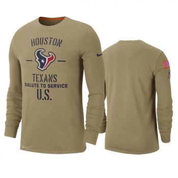 Men's Houston Texans Tan 2019 Salute to Service Sideline Performance Long Sleeve Shirt Men's Houston Texans Tan 2019 Salute to Service Sideline Performance Long Sleeve Shirt