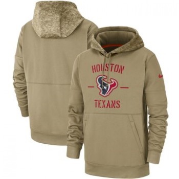 Men's Houston Texans Tan 2019 Salute to Service Sideline Therma Pullover Hoodie Men's Houston Texans Tan 2019 Salute to Service Sideline Therma Pullover Hoodie