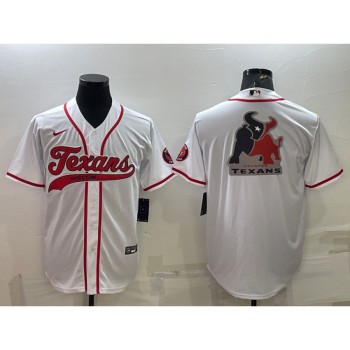 Men's Houston Texans White Team Big Logo With Patch Cool Base Stitched Baseball Jersey Men's Houston Texans White Team Big Logo With Patch Cool Base Stitched Baseball Jersey