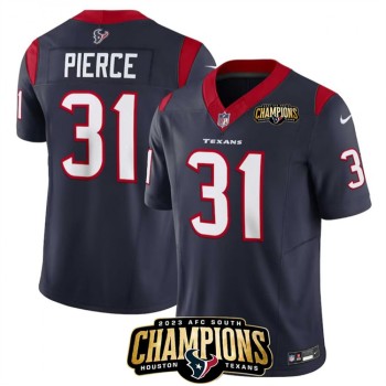 Men's Houston Texans #31 Dameon Pierce Navy 2023 F.U.S.E. AFC South Champions Patch Vapor Untouchable Limited Stitched Football Jersey Men's Houston Texans #31 Dameon Pierce Navy 2023 F.U.S.E. AFC South Champions Patch Vapor Untouchable Limited Stitched Football Jersey