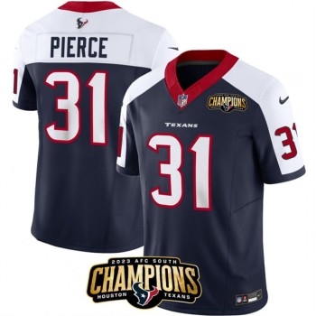 Men's Houston Texans #31 Dameon Pierce Navy/White 2023 F.U.S.E. AFC South Champions Patch Limited Stitched Football Jersey Men's Houston Texans #31 Dameon Pierce Navy/White 2023 F.U.S.E. AFC South Champions Patch Limited Stitched Football Jersey
