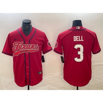Men's Houston Texans #3 Tank Dell Red With Patch Cool Base Stitched Baseball Jersey Men's Houston Texans #3 Tank Dell Red With Patch Cool Base Stitched Baseball Jersey