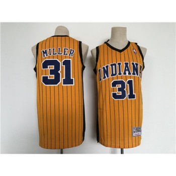 Men's Indiana Pacers #31 Reggie Miller Yellow Throwback Stitched Jersey