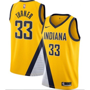 Men's Indiana Pacers #33 Myles Turner Yellow Statement Edition Swingman Stitched Jersey Men's Indiana Pacers #33 Myles Turner Yellow Statement Edition Swingman Stitched Jersey