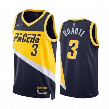 Men's Indiana Pacers #3 Chris Duarte 2021/22 Navy City Edition 75th Anniversary Stitched Basketball Jersey Men's Indiana Pacers #3 Chris Duarte 2021/22 Navy City Edition 75th Anniversary Stitched Basketball Jersey