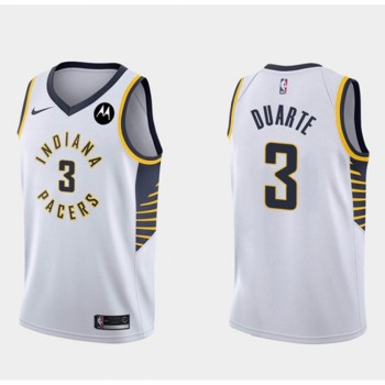 Men's Indiana Pacers #3 Chris Duarte White Association Edition Swingman Stitched Jersey Men's Indiana Pacers #3 Chris Duarte White Association Edition Swingman Stitched Jersey