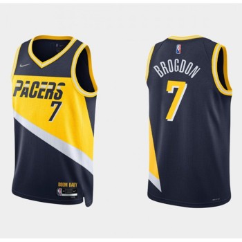 Men's Indiana Pacers #7 Malcolm Brogdon 2021/22 Navy City Edition 75th Anniversary Stitched Basketball Jersey Men's Indiana Pacers #7 Malcolm Brogdon 2021/22 Navy City Edition 75th Anniversary Stitched Basketball Jersey