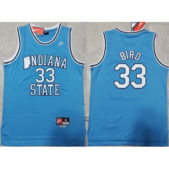 Men's Indiana State Sycamores #33 Larry Bird Blue Stitched Jersey Men's Indiana State Sycamores #33 Larry Bird Blue Stitched Jersey