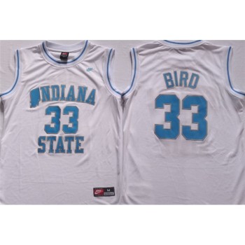 Men's Indiana State Sycamores #33 Larry Bird White Stitched Jersey Men's Indiana State Sycamores #33 Larry Bird White Stitched Jersey