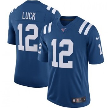 Men's Indianapolis Colts #12 Andrew Luck Blue 2019 100th Season Vapor Untouchable Limited Stitched NFL Jersey Men's Indianapolis Colts #12 Andrew Luck Blue 2019 100th Season Vapor Untouchable Limited Stitched NFL Jersey