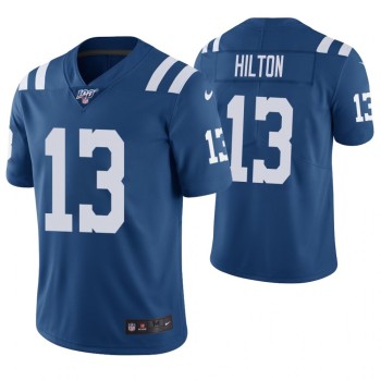Men's Indianapolis Colts #13 T.Y. Hilton Blue 2019 100th Season Vapor Untouchable Limited Stitched NFL Jersey Men's Indianapolis Colts #13 T.Y. Hilton Blue 2019 100th Season Vapor Untouchable Limited Stitched NFL Jersey