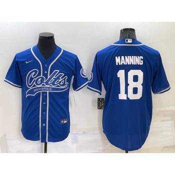 Men's Indianapolis Colts #18 Peyton Manning Royal Cool Base Stitched Baseball Jersey Men's Indianapolis Colts #18 Peyton Manning Royal Cool Base Stitched Baseball Jersey